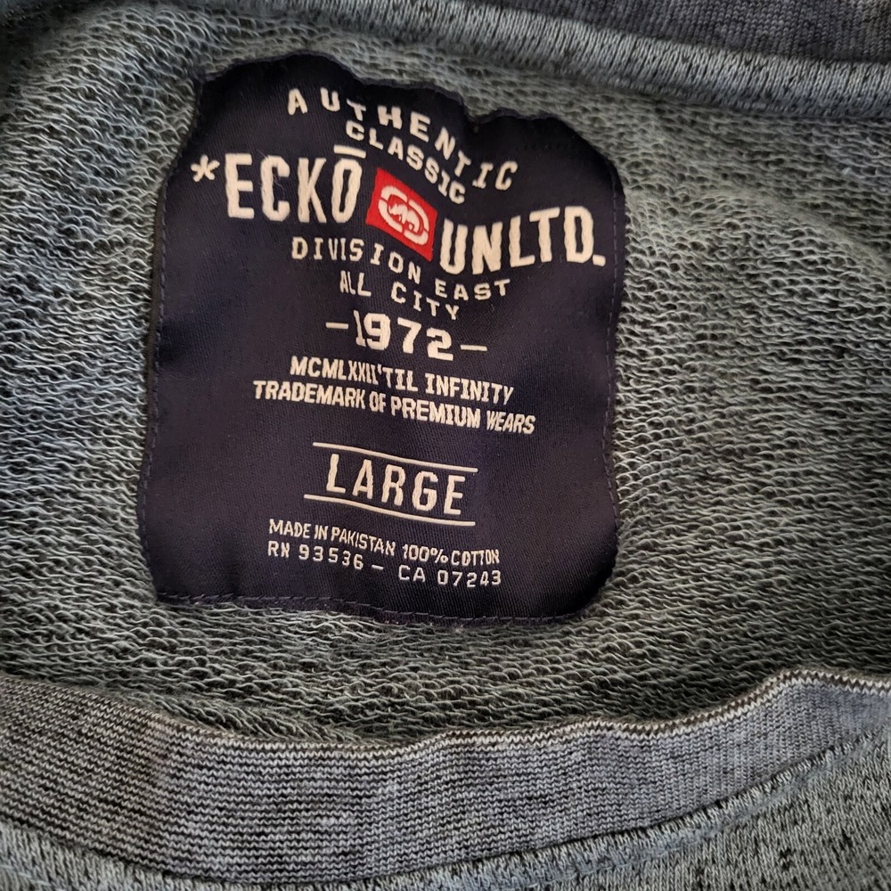 Ecko Unltd Mens Skull Graphic Crewneck Pullover Shirt Blue Marled Cotton Large - Picture 4 of 9
